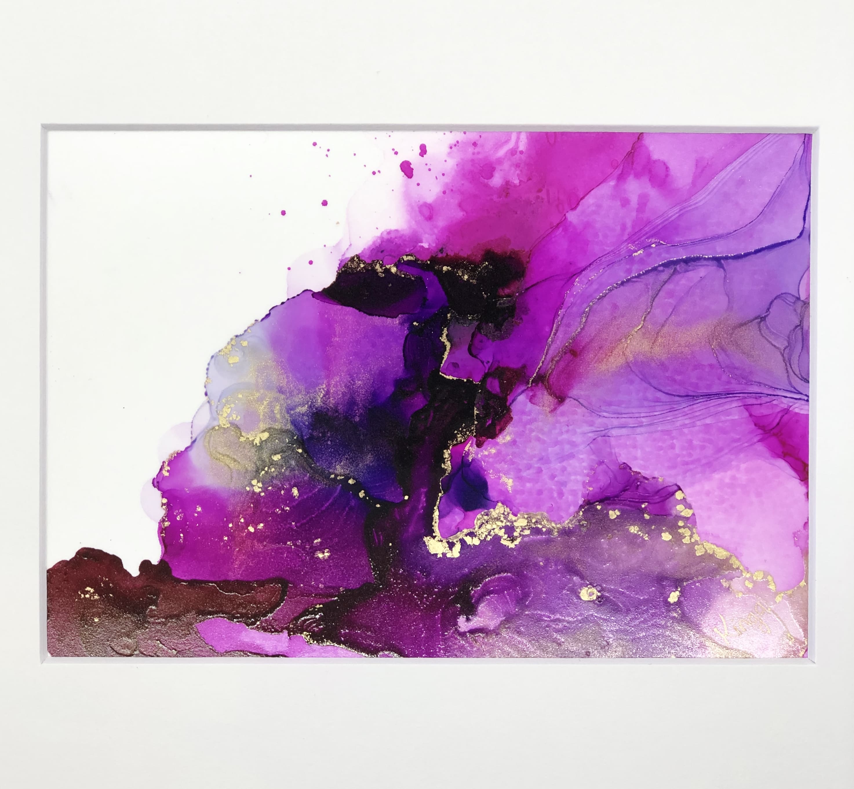 Alcohol ink art — purple and gold abstract